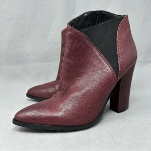 Charles David Italian Burgundy Leather Heeled Boots, Women’s Size 10
